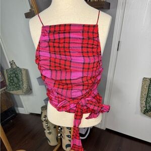 Free people Plaid Pink and Red Women's Skirt